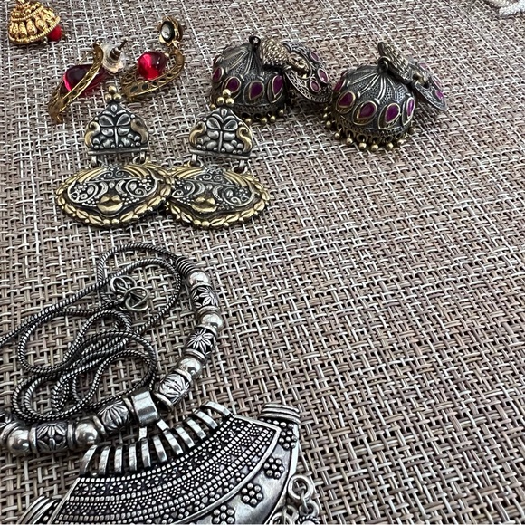 Lots of ethnic earring lot jhumka gold silver anklet - Picture 3 of 5